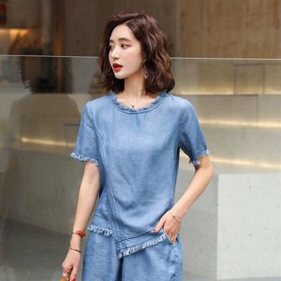 BỘ JEAN DENIM ĐÙI PHỐI LAI TUA RUA - NJ973